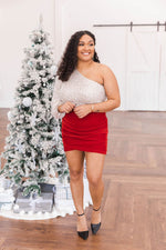 Load image into Gallery viewer, Inspirational Muse Red Velvet Mini Skirt
