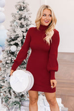 Afbeelding in Gallery-weergave laden, Excited For This Red Turtleneck Sweater Dress
