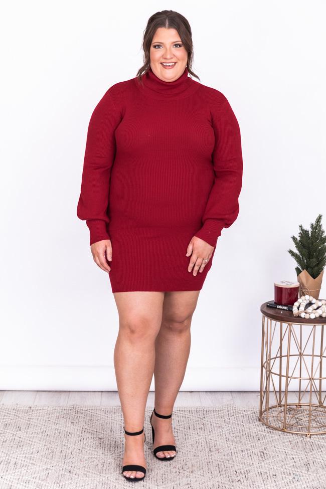 Excited For This Red Turtleneck Sweater Dress