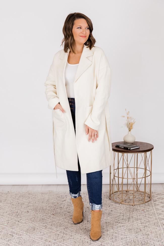 No Doubts In Mind Cream Belted Coat