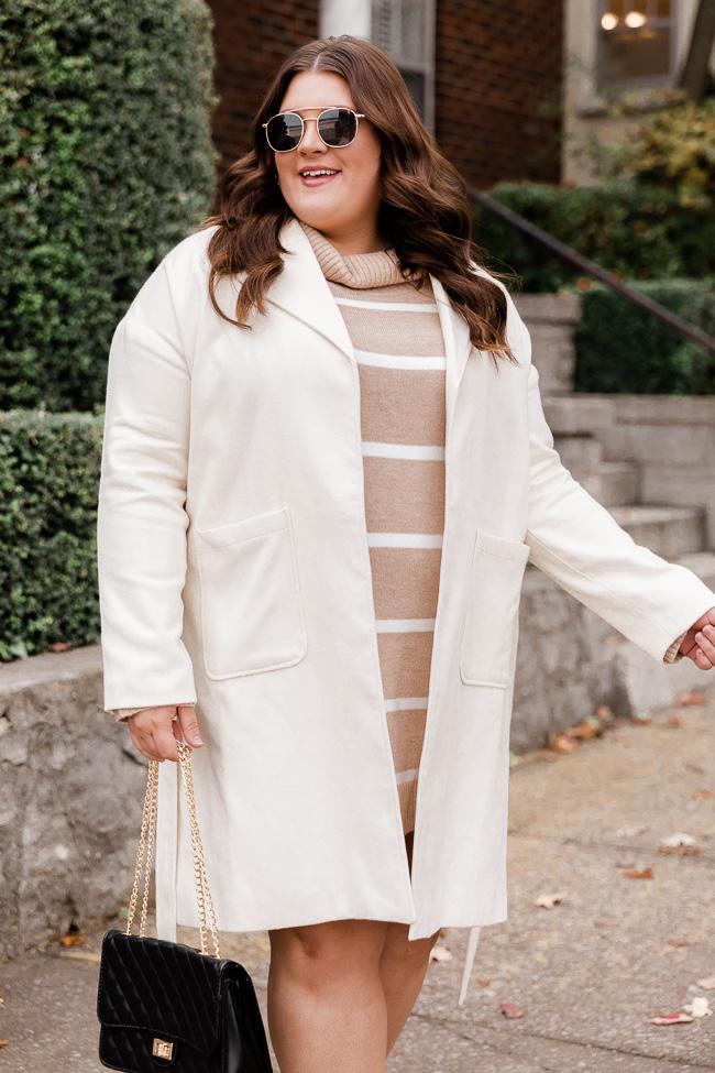 No Doubts In Mind Cream Belted Coat