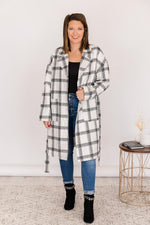 Load image into Gallery viewer, No Doubts In Mind Black/White Plaid Belted Coat
