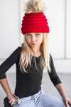 Reassuring You Toddler Red Pom Beanie