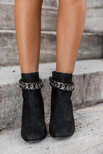 Load image into Gallery viewer, Aubrey Black Chain Suede Booties
