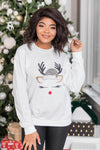 Leopard Print Reindeer Lady White Graphic Sweatshirt