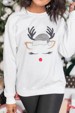 Afbeelding in Gallery-weergave laden, Leopard Print Reindeer Lady White Graphic Sweatshirt
