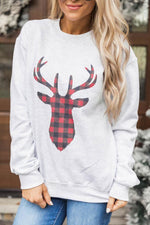 Afbeelding in Gallery-weergave laden, Buffalo Plaid Reindeer Ash Graphic Sweatshirt
