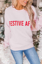 Load image into Gallery viewer, Festive AF Light Pink Graphic Sweatshirt
