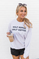 Load image into Gallery viewer, Half Human Half Coffee  Ash Graphic Sweatshirt
