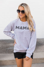 Ladda upp bild till gallerivisning, Mama Animal Print Sweatshirt Grey
