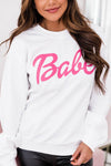 Babe White Graphic Sweatshirt
