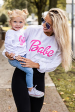 Load image into Gallery viewer, Babe Toddler White Graphic Sweatshirt
