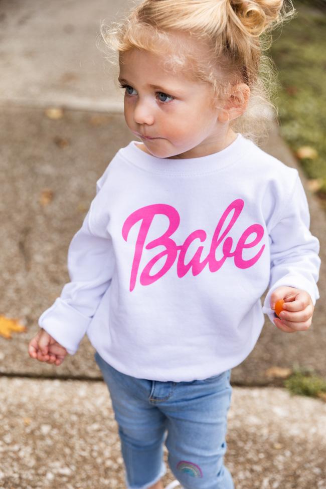 Babe Toddler White Graphic Sweatshirt