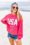 Jersey USA Graphic Red Corded Sweatshirt