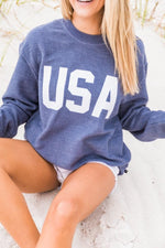 Load image into Gallery viewer, Jersey USA Graphic Navy Corded Sweatshirt
