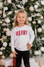 Load image into Gallery viewer, Kids Colorful Merry White Graphic Sweatshirt
