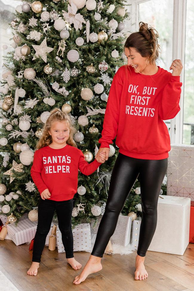 Kids Santa's Helper Red Graphic Sweatshirt