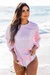 White Beach Bum Script Light Pink Graphic Sweatshirt