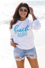 Load image into Gallery viewer, Teal Beach Bum Script White Graphic Sweatshirt
