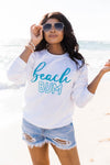 Teal Beach Bum Script White Graphic Sweatshirt