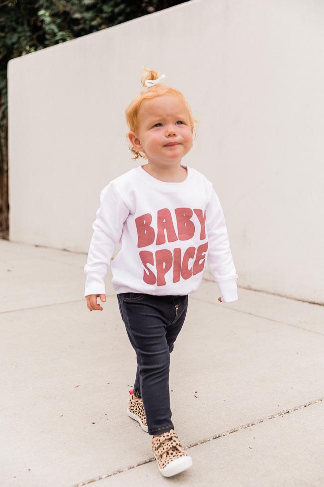 Baby Spice Mauve Toddler Graphic White Sweatshirt