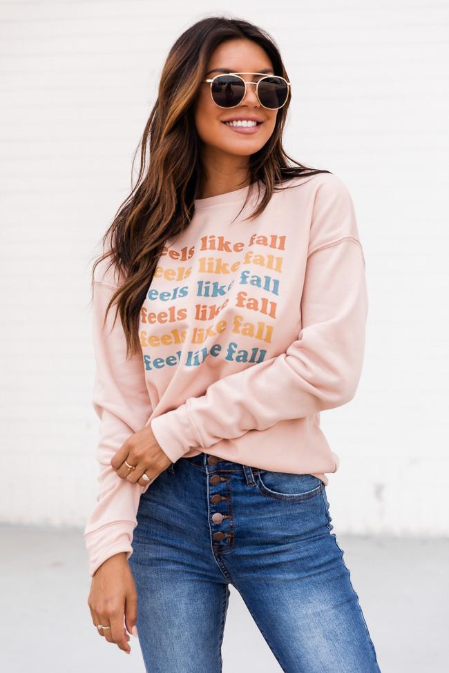 Feels Like Fall Peach Graphic Sweatshirt