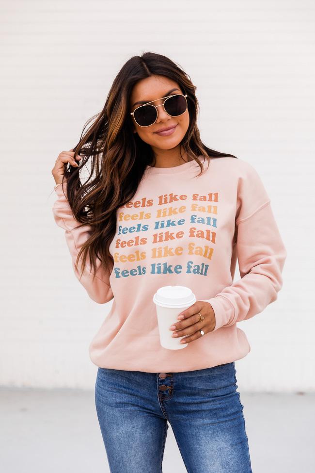 Feels Like Fall Peach Graphic Sweatshirt