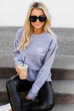 Load image into Gallery viewer, Coffee Queen Script Embroidered Heather Grey Sweatshirt
