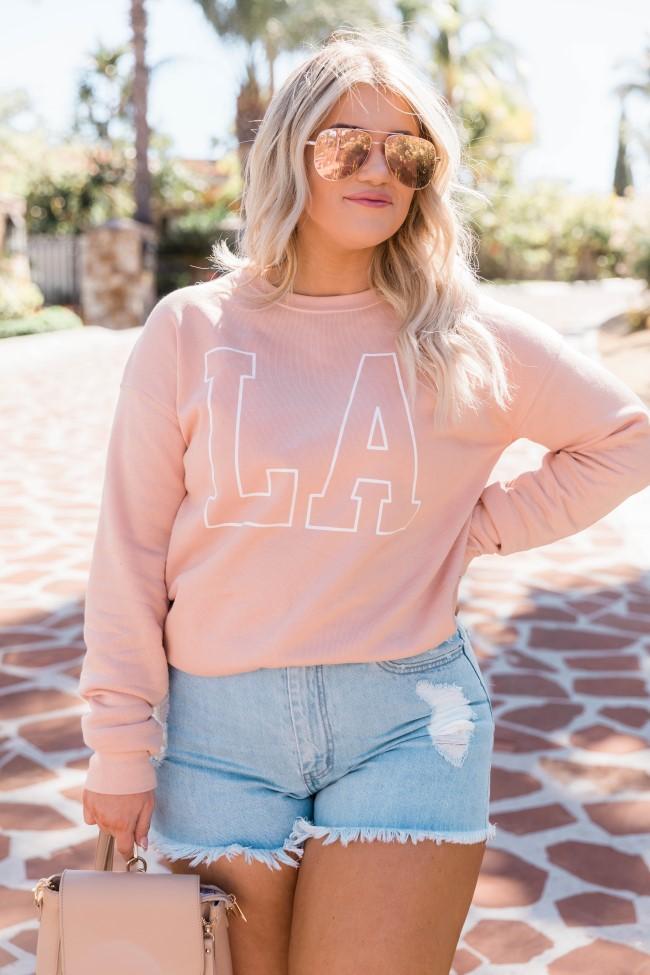 LA Block Peach Graphic Sweatshirt