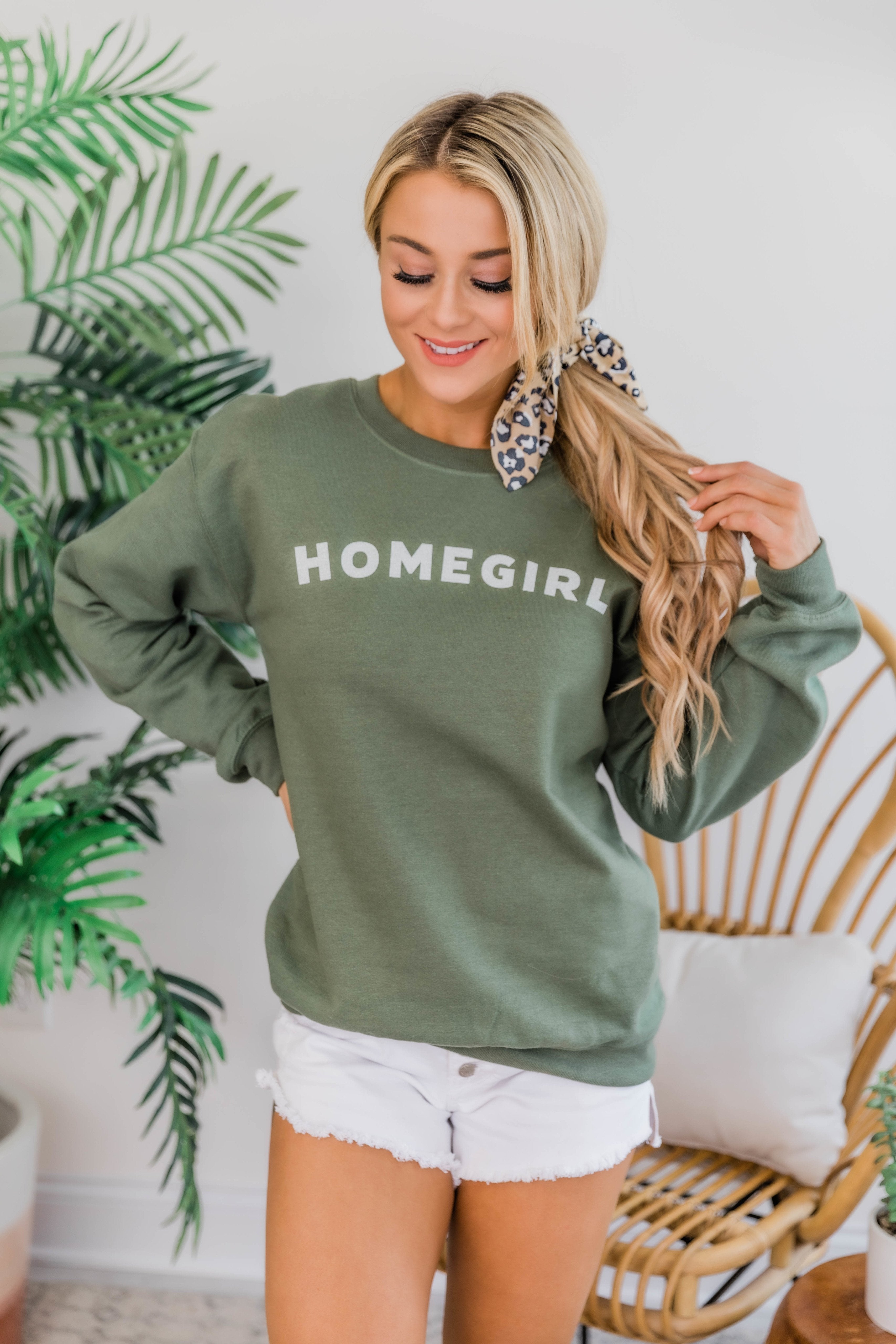 Homegirl Block Graphic Sweatshirt Olive