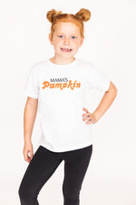 Load image into Gallery viewer, Mama&#39;s Pumpkin Orange Toddler White Graphic Tee
