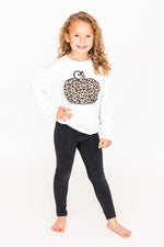 Load image into Gallery viewer, Animal Print Pumpkin White Toddler Graphic Sweatshirt
