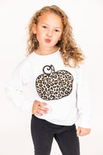 Afbeelding in Gallery-weergave laden, Animal Print Pumpkin White Toddler Graphic Sweatshirt
