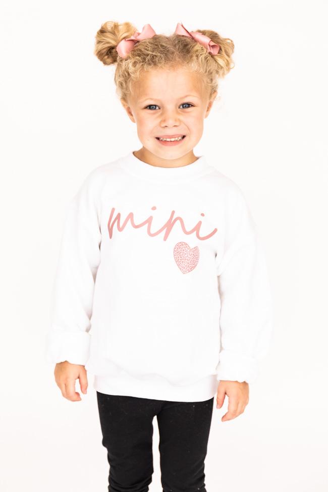 Mini Script Mauve Animal Print White Kids Graphic Sweatshirt