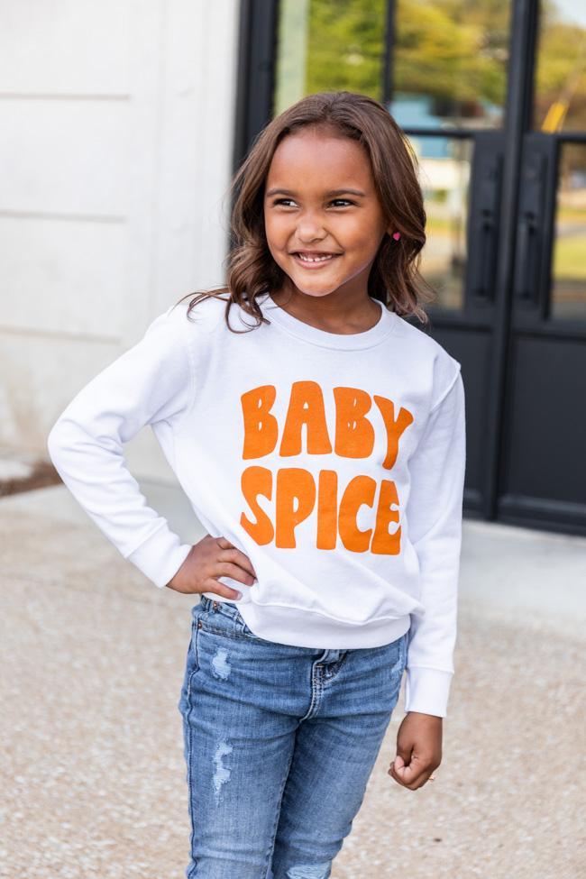 Baby Spice Orange Toddler White Graphic Sweatshirt