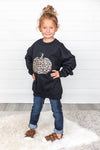 Kids Animal Print Pumpkin Graphic Black Sweatshirt