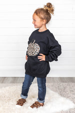 Load image into Gallery viewer, Kids Animal Print Pumpkin Graphic Black Sweatshirt
