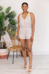 Won't Break Your Heart Taupe Spotted Romper