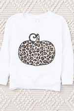Load image into Gallery viewer, Animal Print Pumpkin White Toddler Graphic Sweatshirt
