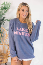 Ladda upp bild till gallerivisning, Lake Nights Navy Corded Graphic Sweatshirt
