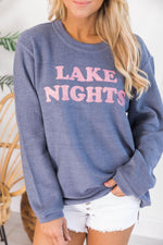 Load image into Gallery viewer, Lake Nights Navy Corded Graphic Sweatshirt
