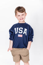 Load image into Gallery viewer, Kids Athletic USA Flag Sweatshirt Navy
