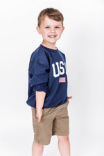 Load image into Gallery viewer, Kids Athletic USA Flag Sweatshirt Navy
