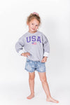Kids Athletic USA Flag Sweatshirt Sport Grey