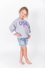 Load image into Gallery viewer, Kids Athletic USA Flag Sweatshirt Sport Grey
