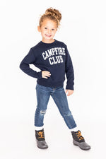 Load image into Gallery viewer, Campfire Club Navy Toddler Graphic Sweatshirt
