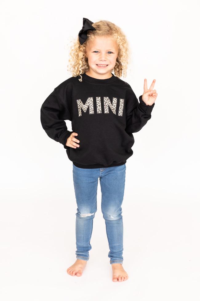 Mini Animal Print Kids Sweatshirt Black