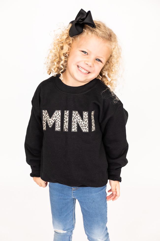 Mini Animal Print Kids Sweatshirt Black
