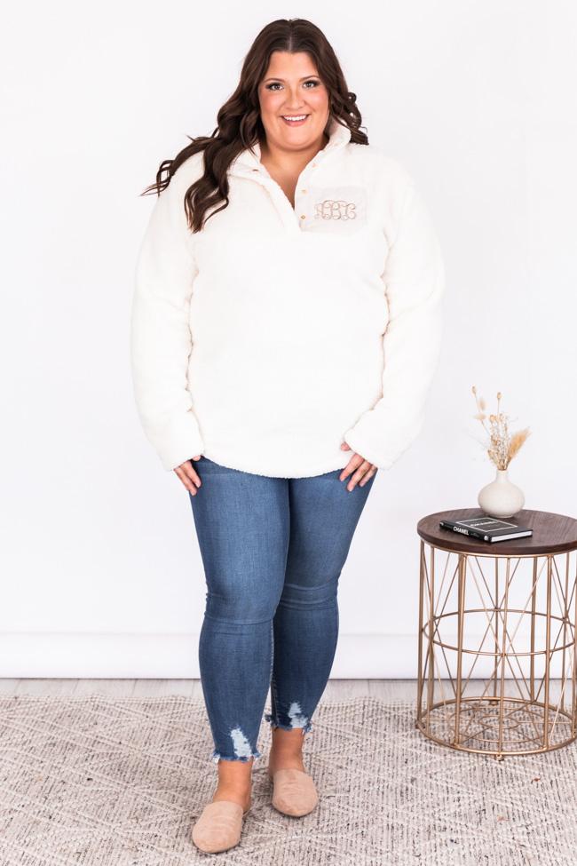 All Snowed In Monogram Light Beige Pullover