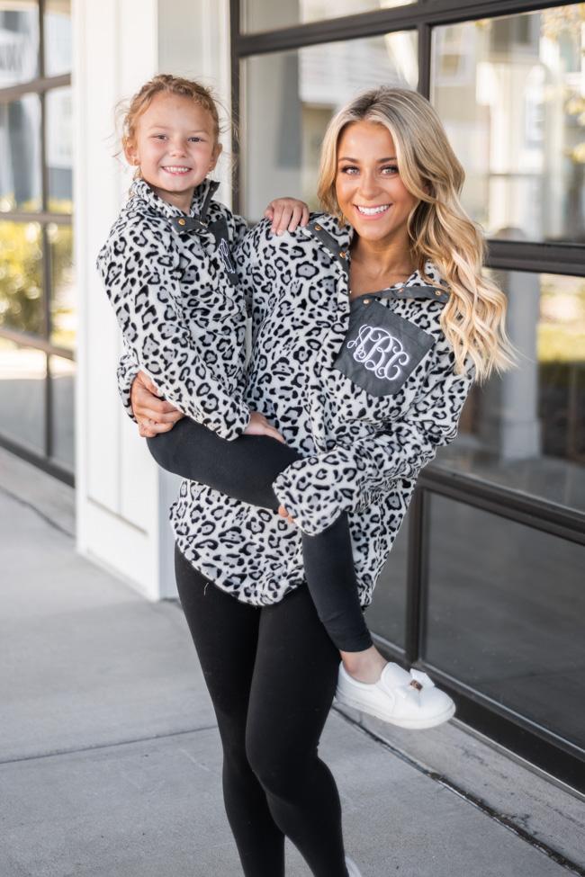 All Snowed In Monogram Animal Print Ivory/Grey Pullover